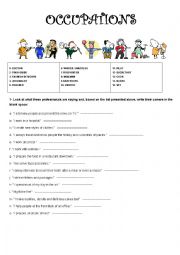 English Worksheet: OCCUPATIONS GUESSING GAME