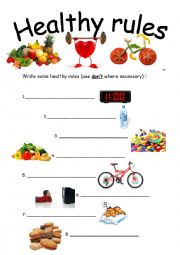 English Worksheet: Healthy rules