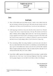 English Worksheet: end of term test1 9th form tunisian education