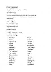 English Worksheet: ethics  vocabulary