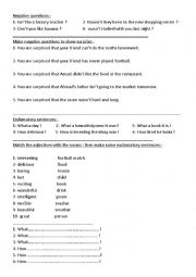 English Worksheet: negative questions