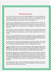 English Worksheet: Reading Comprehension Test