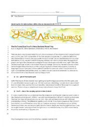 English Worksheet: New Zealand blog-road trip