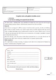 English Worksheet: Test about Usain Bolt