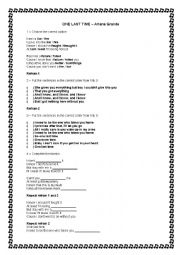 Song Worksheet - one last time