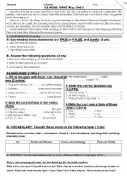 English Worksheet: Common Core Global Test