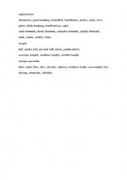English Worksheet: Appearance 