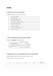 English Worksheet: PLURAL