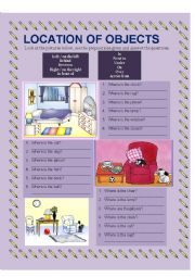 English Worksheet: Location of objects