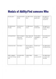 English Worksheet: Modals of ability