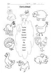 English Worksheet: farm animals