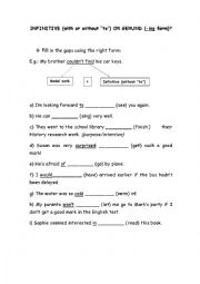 English Worksheet: InfinitivevsGerund