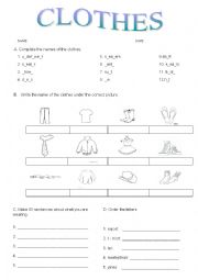 English Worksheet: CLOTHES II