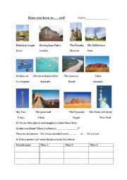 English Worksheet: Have you been to...yet?