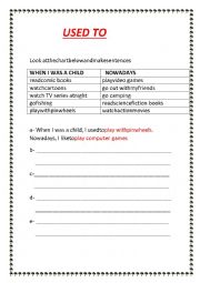 English Worksheet: used to