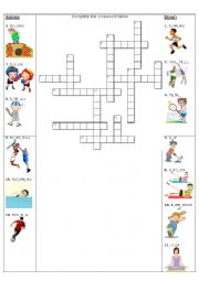 English Worksheet: Sport Crossword