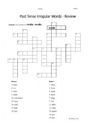 English Worksheet: Past Tense Crossword Puzzle Review