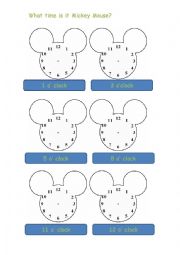 English Worksheet: What time is it Mickey Mouse?