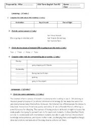 English Worksheet: 9th form mid term test3 