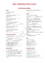 English Worksheet: Conversation Class - Interview