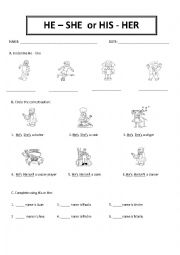 English Worksheet: HE - SHE and HIS - HER