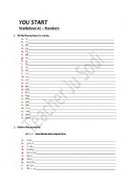 English Worksheet: Cardinal Numbers