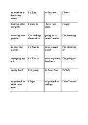 English Worksheet: Verb patterns dominoes - gerunds and infinitives