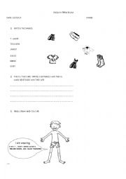 English Worksheet: SIMPLE and SHORT TEST: CLOTHES