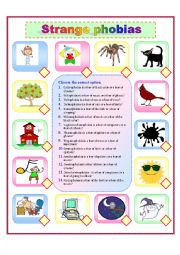 English Worksheet: Strange phobias