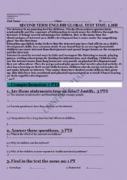 English Worksheet: ENGLISH GLOBAL TEST