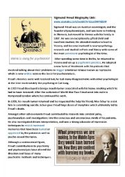 English Worksheet: Sigmund Freud Biography