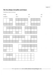 English Worksheet: The Very Hungry Caterpillar word shapes worksheet