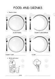 English Worksheet: Food and drinks