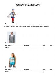 English Worksheet: Countries and Flags