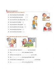 English Worksheet: should or shouldnt