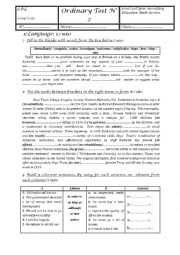 English Worksheet: English Test ( Tunisian school)