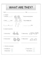 English Worksheet: WHAT ARE THEY?