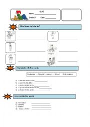 English Worksheet: what does he/she do?
