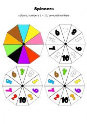 English Worksheet: Spinner - numbers, colours