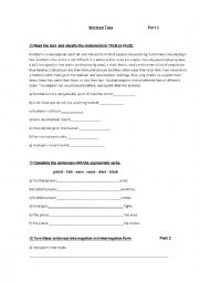 English Worksheet: Test Present simple 