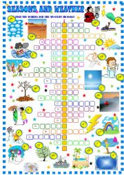 English Worksheet: Weather and seasons :crossword puzzle 