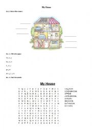 English Worksheet: My House - names of the rooms