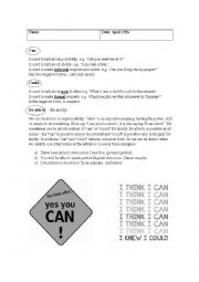 English Worksheet: can and could 