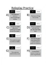 English Worksheet: Assorted Roleplay Practice