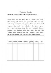 English Worksheet: Vocabulary Exercise 