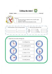 English Worksheet: Telling the time