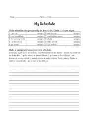 English Worksheet: my schedule