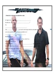 English Worksheet: Fast and Furious 7-- TRAILER