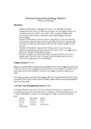 English Worksheet: Present Tense Story Telling, difference between -ed and -ing