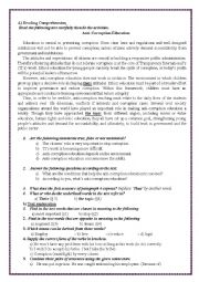 English Worksheet: Anti-corruption exam